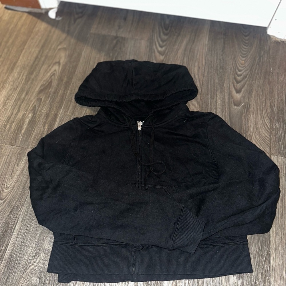 Black Hooded Zip-Up Jacket